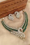 Buy_Saga Jewels_Green Crystals Designer Necklace And Earring Set _at_Aza_Fashions