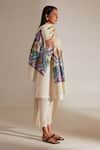 Shop_SHAZA_Ivory Pashmina Kalamkari Border Stole _at_Aza_Fashions