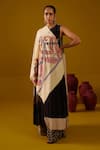 Buy_SHAZA_Multi Color Pashmina Kalamkari Border Stole _at_Aza_Fashions