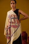 SHAZA_Multi Color Pashmina Kalamkari Border Stole _Online_at_Aza_Fashions