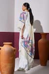 Shop_SHAZA_White Pashmina Kalamkari Border Stole _at_Aza_Fashions