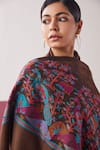 SHAZA_Brown Kani Handloom Pashmina Stole _Online_at_Aza_Fashions