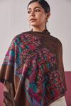 Shop_SHAZA_Brown Kani Handloom Pashmina Stole _at_Aza_Fashions