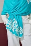 SHAZA_Turquoise Floral Embroidered Pashmina Stole _Online_at_Aza_Fashions