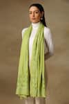 Buy_SHAZA_Green Vineyard Zari Detail Stole _at_Aza_Fashions