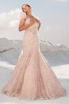 Shop_House Of Sikka_Pink Net, Satin Sequins, Beads V-neck Designer Gown _Online_at_Aza_Fashions