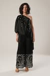 Buy_Atbw_Black Modal, Satin Pearls Embroidered Palazzo _at_Aza_Fashions
