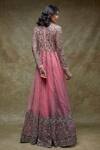 Shop_Fatiz_Pink Tulle Sequins, Embroidery Round Neck Berry Designer Gown _at_Aza_Fashions