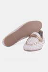 Shop_Heel Your Sole_White And Gold Woven Penny Loafers _at_Aza_Fashions