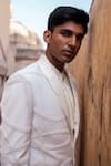 Buy_Amaare_Ivory Cotton, Silk Embroidery Psy Cuban Chain Co-ord Tuxedo Set _Online_at_Aza_Fashions