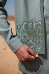 Shop_Amaare_Green Cotton, Silk Embroidery Mandala Nehru Jacket Set _Online_at_Aza_Fashions