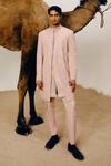 Buy_Amaare_Pink Silk, Wool Embroidery, Sequins Designer Sukh Achkan Set _at_Aza_Fashions