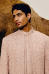 Buy_Amaare_Pink Silk, Wool Embroidery, Sequins Designer Sukh Achkan Set _Online_at_Aza_Fashions
