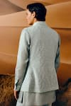 Shop_Amaare_Blue Silk, Wool Embroidery Ice Designer Nehru Jacket Set _at_Aza_Fashions