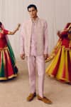 Buy_Amaare_Purple Chanderi, Silk Embroidery Gor Boli Nehru Jacket Set _at_Aza_Fashions