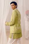 Shop_Amaare_Green Silk Embroidery Mint Bandahji Nehru Jacket Set _at_Aza_Fashions