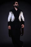 Buy_Courtyard By Abhi_Black Lycra Embroidery Japanese Tuxedo Set _at_Aza_Fashions