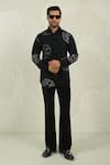 Buy_Courtyard By Abhi_Black Lycra Handpainted Shirt And Trouser _at_Aza_Fashions