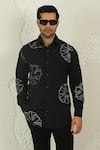 Courtyard By Abhi_Black Lycra Handpainted Shirt And Trouser _Online_at_Aza_Fashions