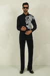 Buy_Courtyard By Abhi_Black Lycra Handpainted Shirt And Trouser _at_Aza_Fashions