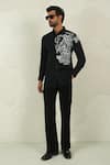 Buy_Courtyard By Abhi_Black Lycra Handpainted Shirt And Trouser _Online_at_Aza_Fashions