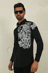 Shop_Courtyard By Abhi_Black Lycra Handpainted Shirt And Trouser _Online_at_Aza_Fashions