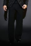 Courtyard By Abhi_Black Lycra Sequins, Embroidery Japanese Tuxedo Set _Online_at_Aza_Fashions