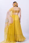 Shop_Merge Design_Yellow Net, Chiffon, Organza Embroidery Sweetheart Neck Lehenga Set _at_Aza_Fashions