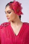 Shop_Merge Design_Pink Georgette Embroidery V-neck Self Textured Kaftan _Online_at_Aza_Fashions