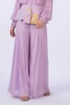 Merge Design_Lavender Chiffon Applique, Embroidery V-neck Purple Top And Pant Set _at_Aza_Fashions