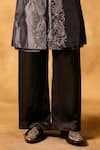 Buy_Mukti And Kavith Casa_Gray Tissue Embroidery Moonlit Edge Sherwani Jacket Kurta Set _Online_at_Aza_Fashions