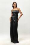 Buy_Emblaze_Black Crystals Round Neck Gajji Corset Draped Gown _at_Aza_Fashions