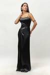 Emblaze_Black Crystals Round Neck Gajji Corset Draped Gown _Online_at_Aza_Fashions