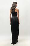 Shop_Emblaze_Black Crystals Round Neck Gajji Corset Draped Gown _at_Aza_Fashions