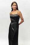 Buy_Emblaze_Black Crystals Round Neck Gajji Corset Draped Gown _Online_at_Aza_Fashions