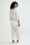 Shop_Rainas_Multi Color Cotton, Linen Embroidery, Lace Collared Petal Plaid Shirt And Pant Set _at_Aza_Fashions