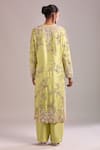 Shop_Anamika Khanna_Lavender Embroidery Round Neck Lime Green Kurta Set_at_Aza_Fashions