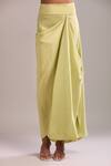 Buy_Anamika Khanna_Green Sequins, Beads Embroidered Blouse And Draped Skirt Set_Online_at_Aza_Fashions