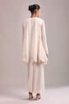 Shop_Anamika Khanna_Ivory Embroidery Round Neck Kurta Set With Draped Skirt _at_Aza_Fashions