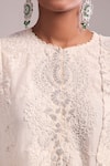 Anamika Khanna_Ivory Embroidery Round Neck Kurta Set With Draped Skirt _at_Aza_Fashions