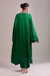Shop_Anamika Khanna_Emerald Green Embroidery V-neck Kaftan And Pant Set _at_Aza_Fashions