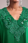 Buy_Anamika Khanna_Emerald Green Embroidery V-neck Kaftan And Pant Set _Online_at_Aza_Fashions
