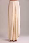Buy_Anamika Khanna_Ivory Sequins High Neck Draped Skirt And Cape Set _Online_at_Aza_Fashions