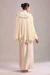 Shop_Anamika Khanna_Ivory Sequins High Neck Draped Skirt And Cape Set _at_Aza_Fashions