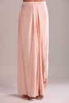 Anamika Khanna_Pink Chiffon Sequins High Neck Rose Draped Skirt And Cape Set _Online_at_Aza_Fashions