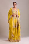 Buy_Anamika Khanna_Yellow Embroidery Sweetheart Neck Cape And Sharara Set _Online_at_Aza_Fashions