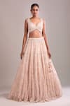 Buy_Kalighata_Pink Sequins, Beads, Embroidery V-neck Bell Lehenga Set _Online_at_Aza_Fashions