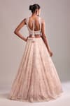 Shop_Kalighata_Pink Sequins, Beads, Embroidery V-neck Bell Lehenga Set _at_Aza_Fashions