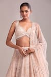 Buy_Kalighata_Pink Sequins, Beads, Embroidery V-neck Bell Lehenga Set 