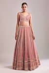 Seema Gujral_Red Net Sequins, Beads, Embroidery V-neck Lehenga Set _Online_at_Aza_Fashions